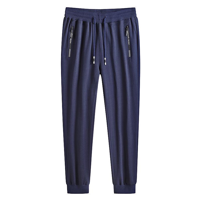 Men's Pure Cotton Lightweight Straight-Leg Sweatpants - Solid Color, Loose Fit for Summer and Spring.
