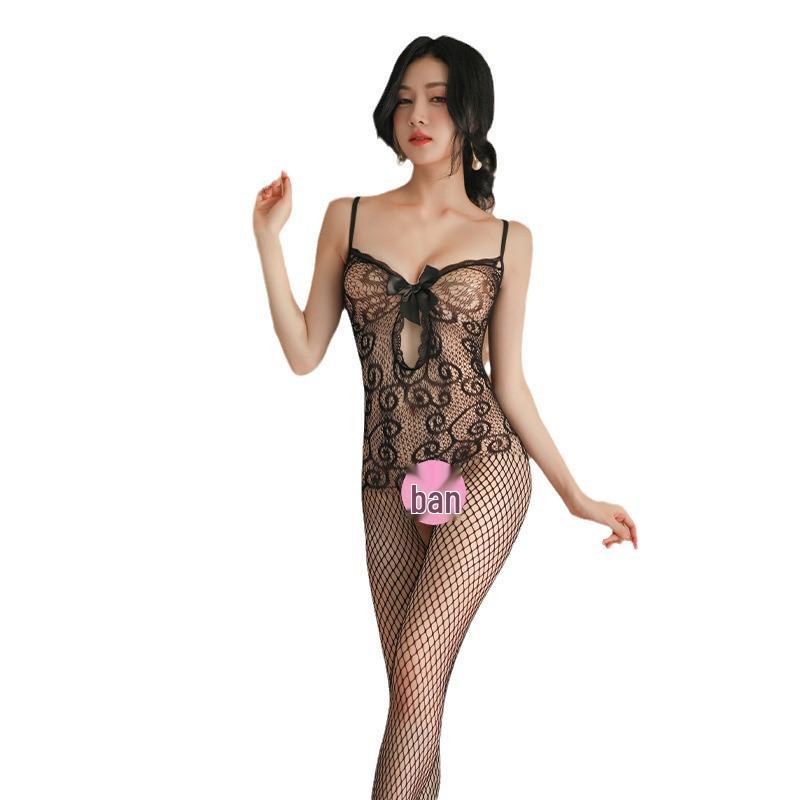 Sexy Fishnet Open Crotch Lingerie: Women's Elastic Stockings & Bodysuit