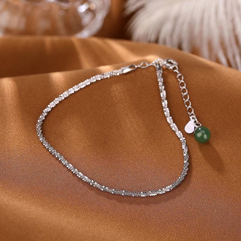 

Trending Snowflake Silver Bracelet: Gold-Plated S925 Sterling with Hetian Jade Jasper Beads - Perfect Women s Christmas Gift 925 Silver