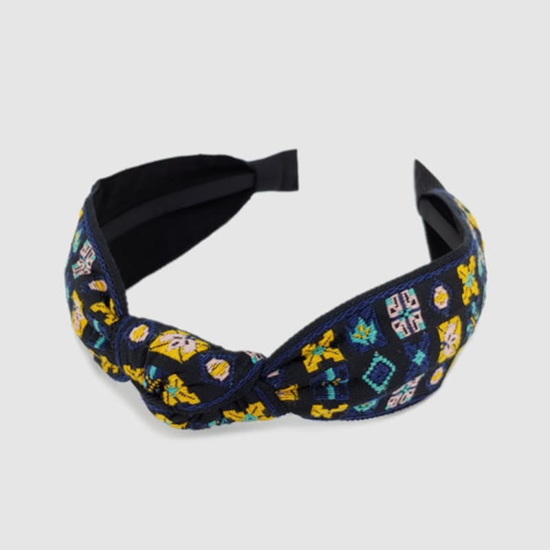 LALA Geometric Diamond Ethnic Hairband - Blue