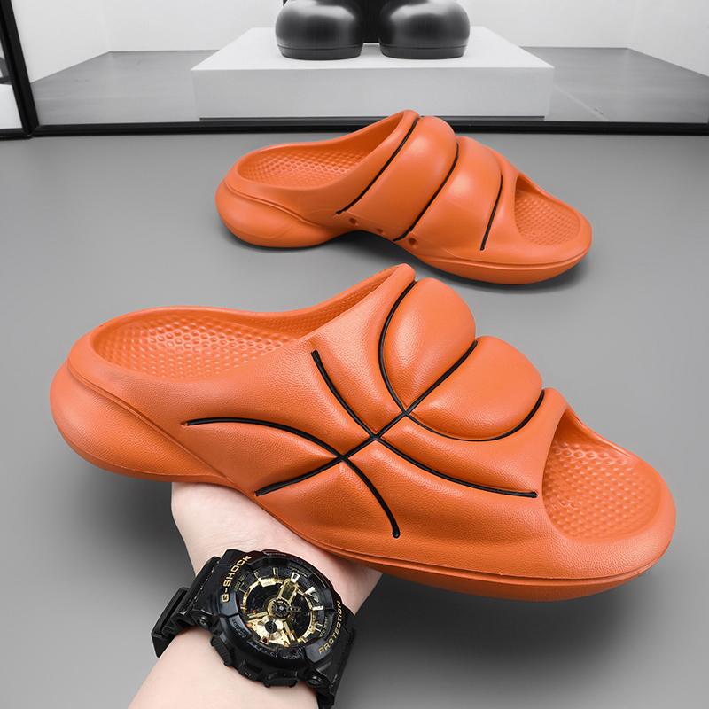 Summer New Men Beach Slippers Basketball Style Men Women Slippers Outdoor Sandals Beach Men Sprot Shoes Thick Soft Sole Slides