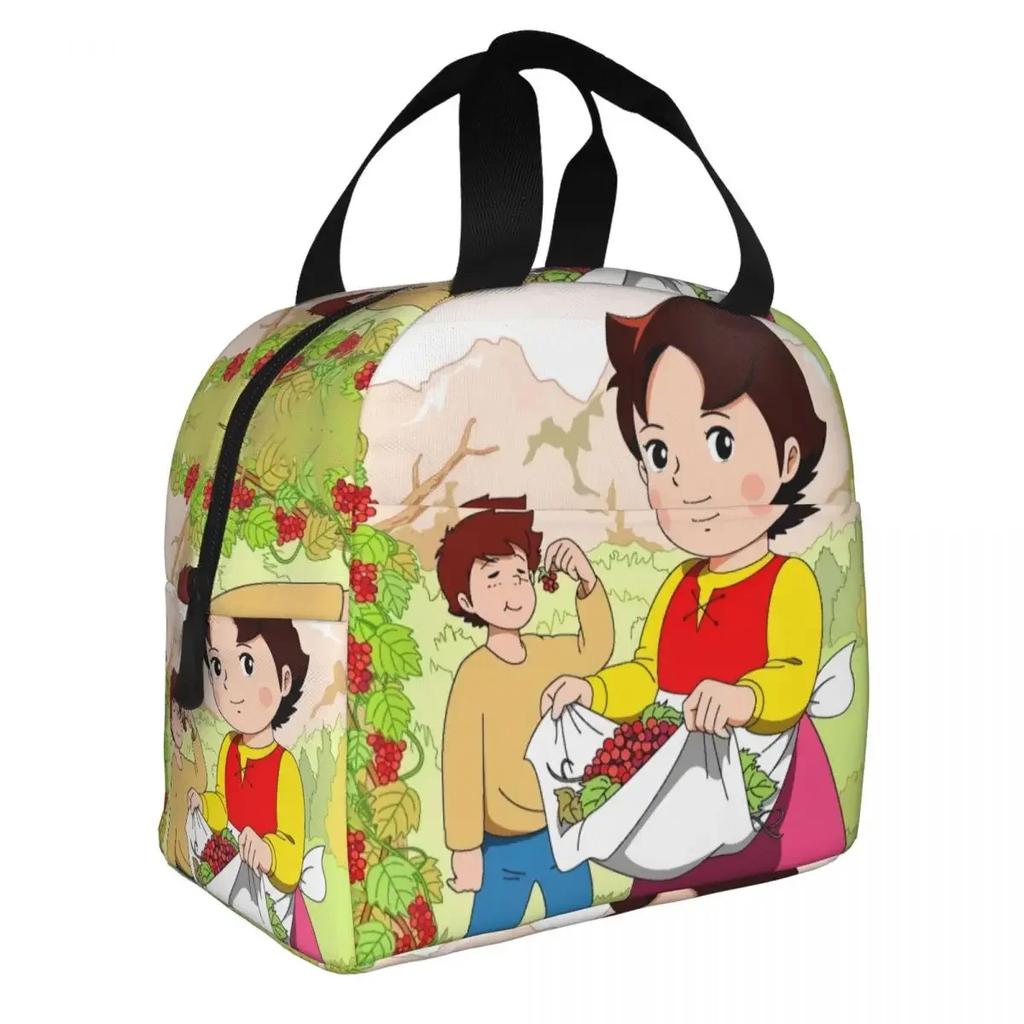 Anime Heidi Girl Of The Alps Lunch Box Leakproof Cooler Thermal Food Insulated Heidi Peter And Grandpa Lunch Bag For Women Kid