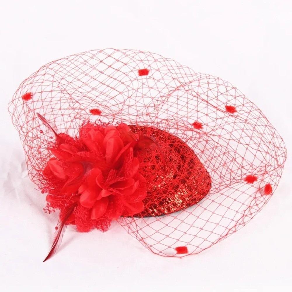 Solid Color Bridal Headdress Wave Point Hair Clip Hat Temperament Small Top Hat Women