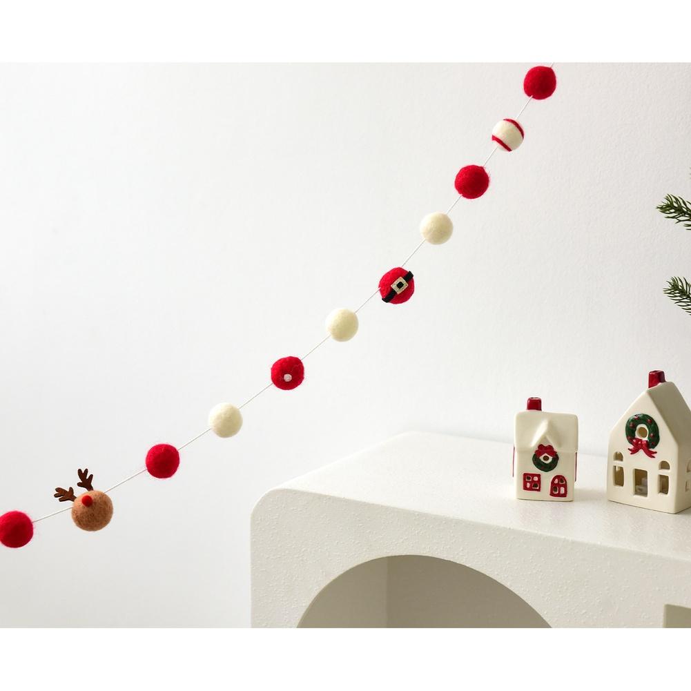 Christmas Felt Garland with Star Ball and Reindeer Ornaments Designed for Hanging on Trees or Seasonal Display