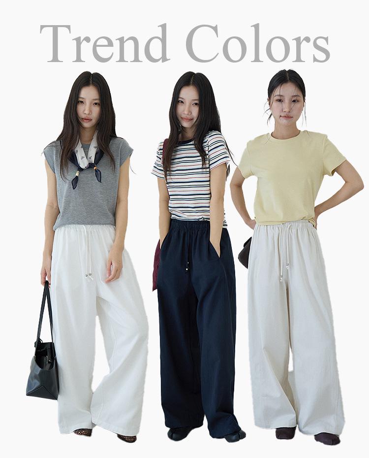 Ou Fan High-Waisted Wide-Leg Tencel Cotton Pants - Summer Style Women's Casual Loose-Fit 