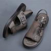 Men's Summer New Sandals and Slippers Men's Leather Sandals Adult Thick-soled Beach Shoes Non-slip Open-toe Leather Sandals 2024