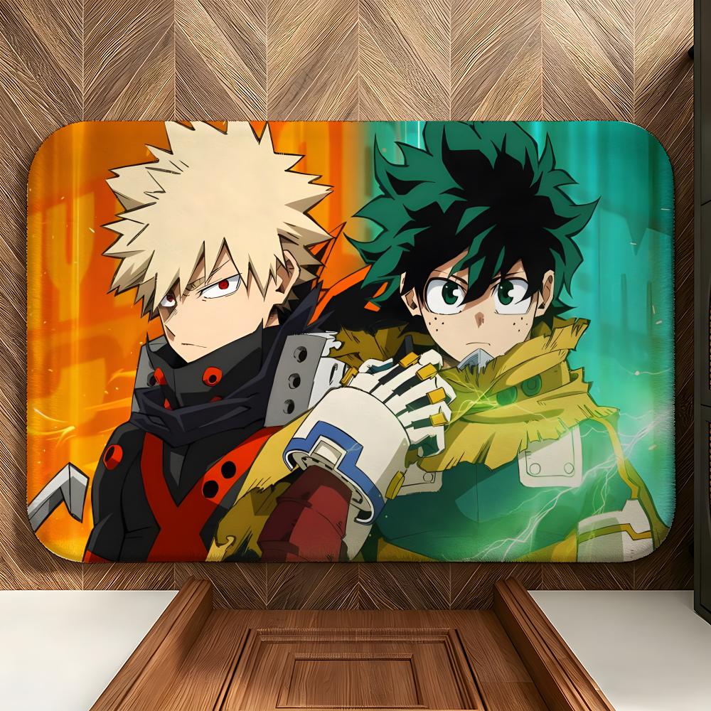 anime M-My Hero A-Academia Floor Mat Soft Flannel Floor Mat Suitable for Entryways, Living Rooms, Bedrooms, and Bathrooms