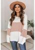 2025 New Style Plus Size Women’s Round Neck Color Block Striped Loose Knit Sweater