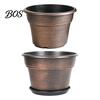 Planters for Flowers Retro Flower Pot with Saucer, Bronze Finish Plant Drainage Holes, Garden Containers Holes Breathable Thickened Plastic