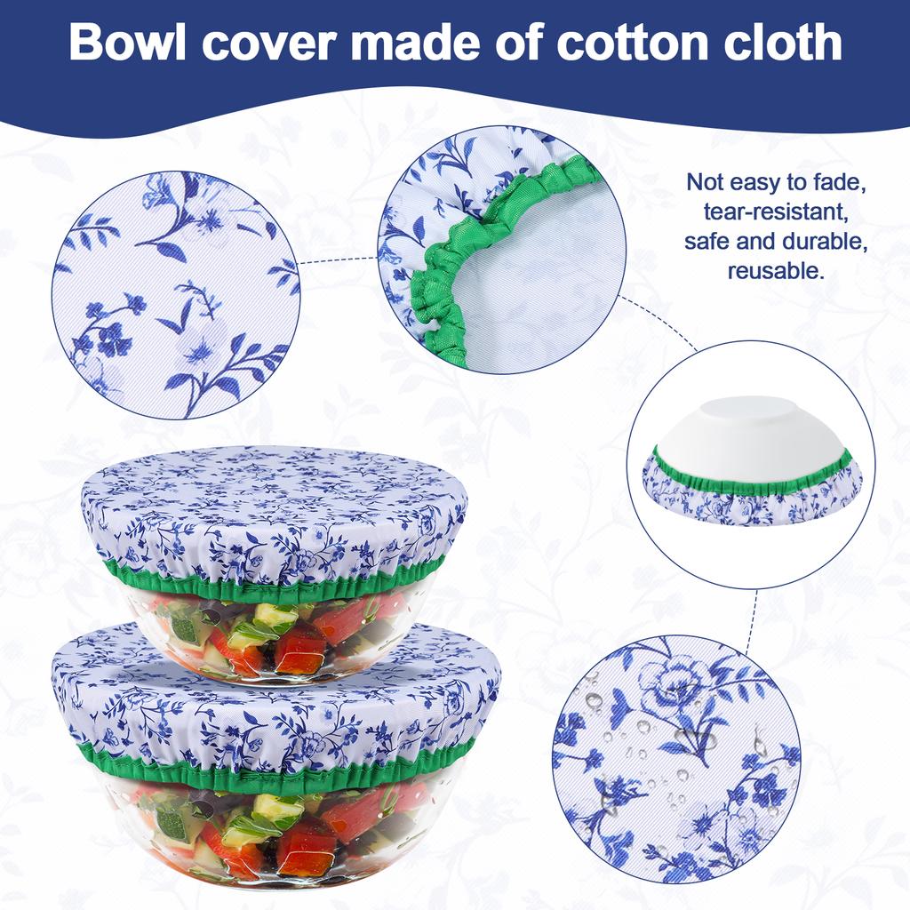 3Pcs Bowl Covers Cotton Cloth Dish Kitchen Fresh-Keeping Elastic Food Wrap Bowl Covers Storage Container Reusable