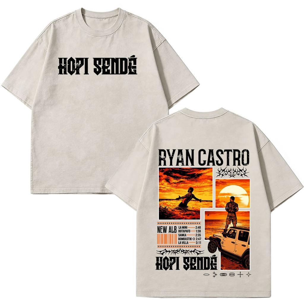 Rapper Ryan Castro Sende Latam Album Tour 2026 Magliette Stampate Unisex Unisex Hip Hop T Shirt Estive Cotone Ampio Vintage Lavate T-shirt