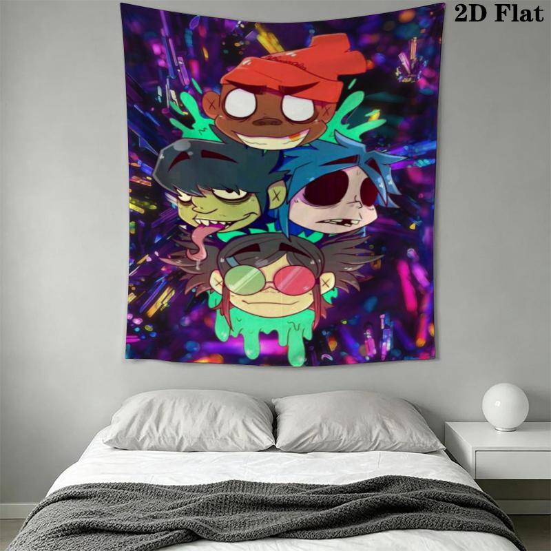 Gorillaz Wall Tapestry Aesthetic Wall Hanging Printed Fabric Blanket Decorative Tapestries for Bedroom Living Room Home Decor