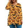 Women's Fashion Large Size Round Neck Long Sleeve Casual Halloween Print Loose Pullover Top