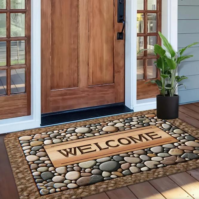 Fußmatte im Retro-Stil mit Steinmuster Goldene Eingangsmatte Heim-Willkommensmatte Hof-Türmatten und Bereichsteppiche an Eingängen