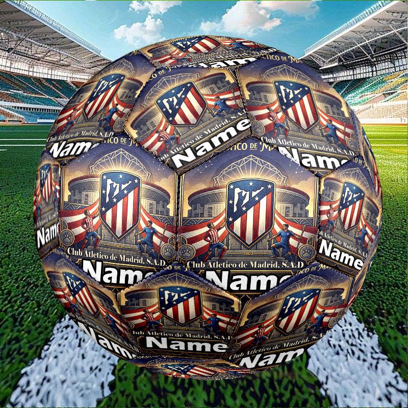 Custom Name Personalized Atletico Madrid Print Size 5 Soccer Ball Training & Match Football, for Team, Kicking, Gift for Football Enthusiasts