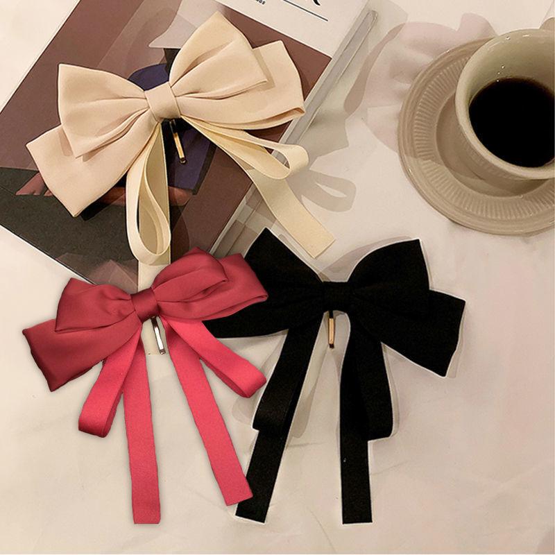 Korean Fashion Elegant Bow Spring Hair Clips Princess Ribbon Headwear Girls Women Hair Accessories