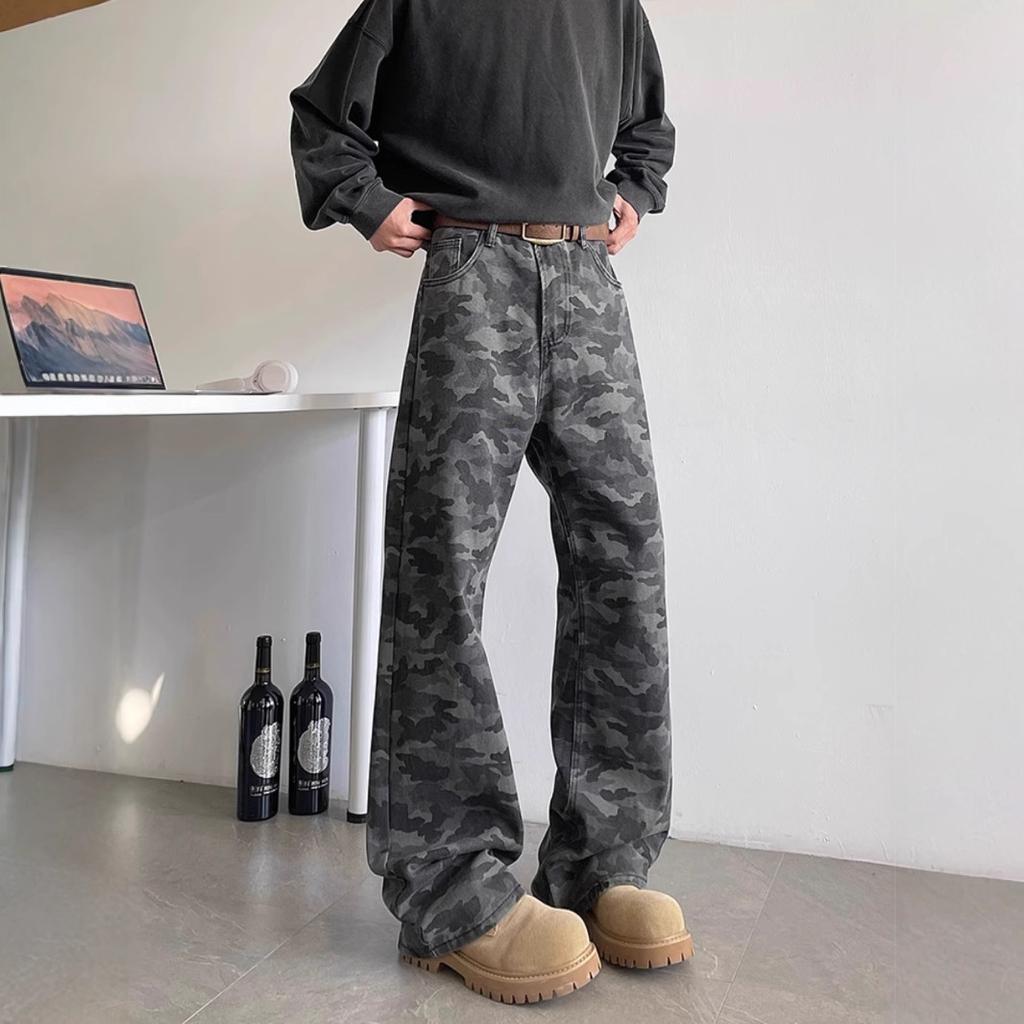 JYL Men's Ripped Jeans American High-Street Vibe  Autumn New Design Denim Pants