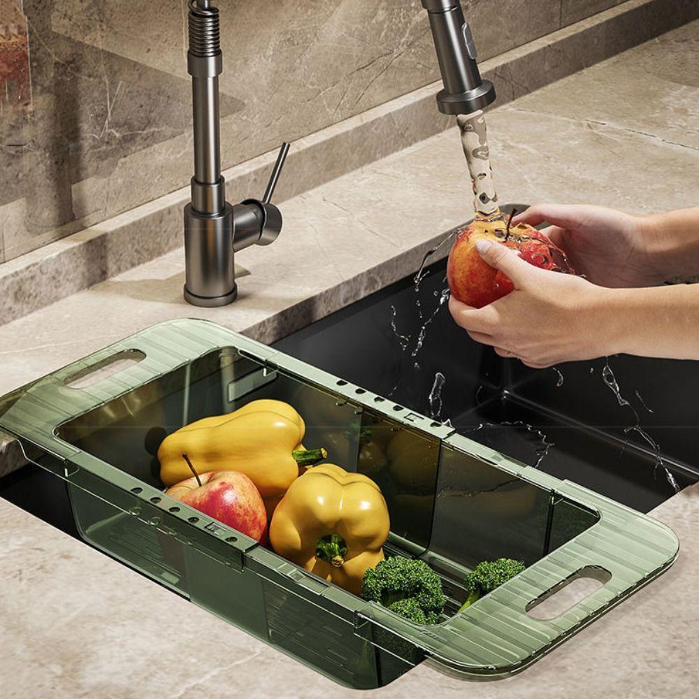 Flexible Vegetable Washing Basin Telescopic Retractable Drainage Rack Kitchen Drainage Basket  Sink