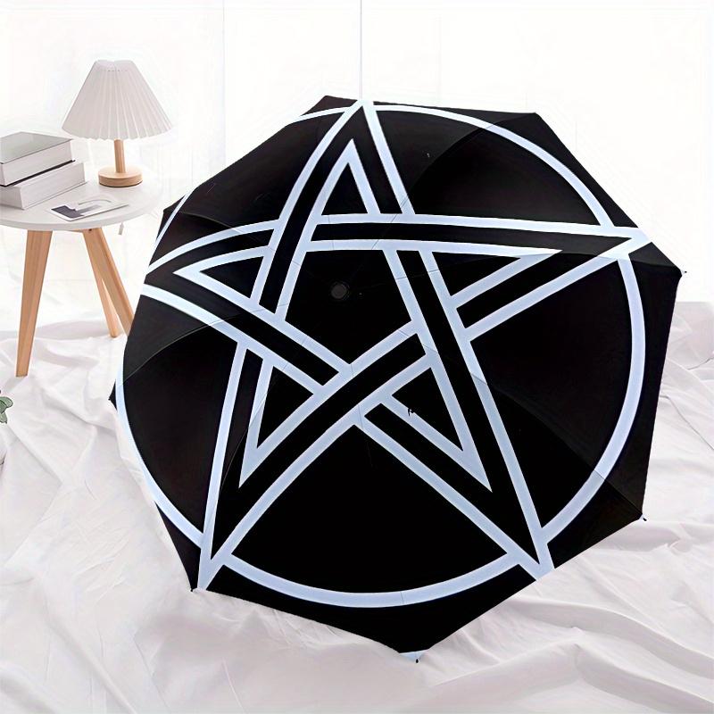 Stylish Black and White Geometric Star Design DecalUmbrella, Portable 3-Fold Umbrella for Men & Women,Christmas Gift ES204