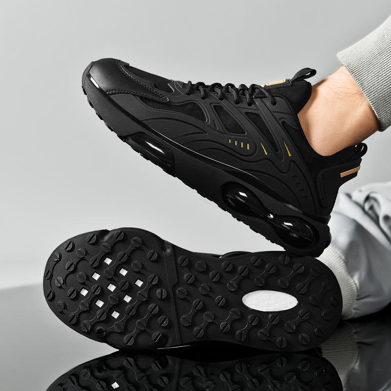 Black Air Cushion Sneakers Men's Breathable New Sports Dad Shoes Men's Running Shoes