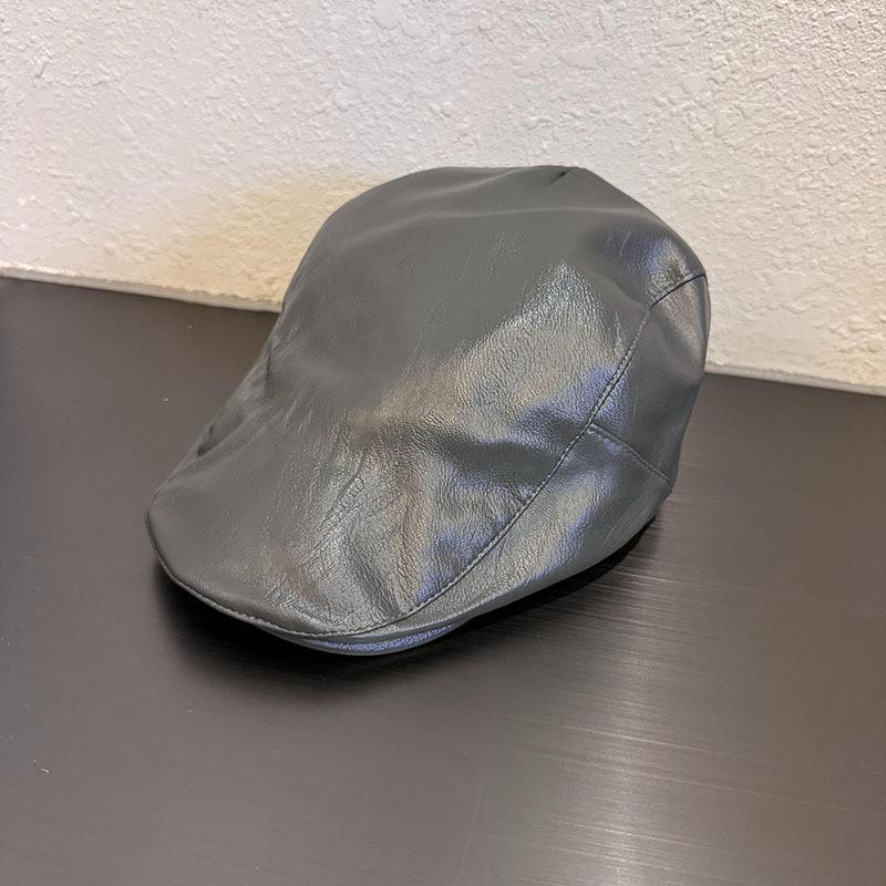 Pu Leather Black Beret Hat For Women With Sunshade And Warmth For Autumn Winter Fashion