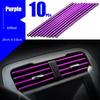 10Pcs U-shaped Car Air Outlet Decorative Strip Chrome-Plated PVC Car Interior Styling Decor Clip Trim Auto Interior Accessories