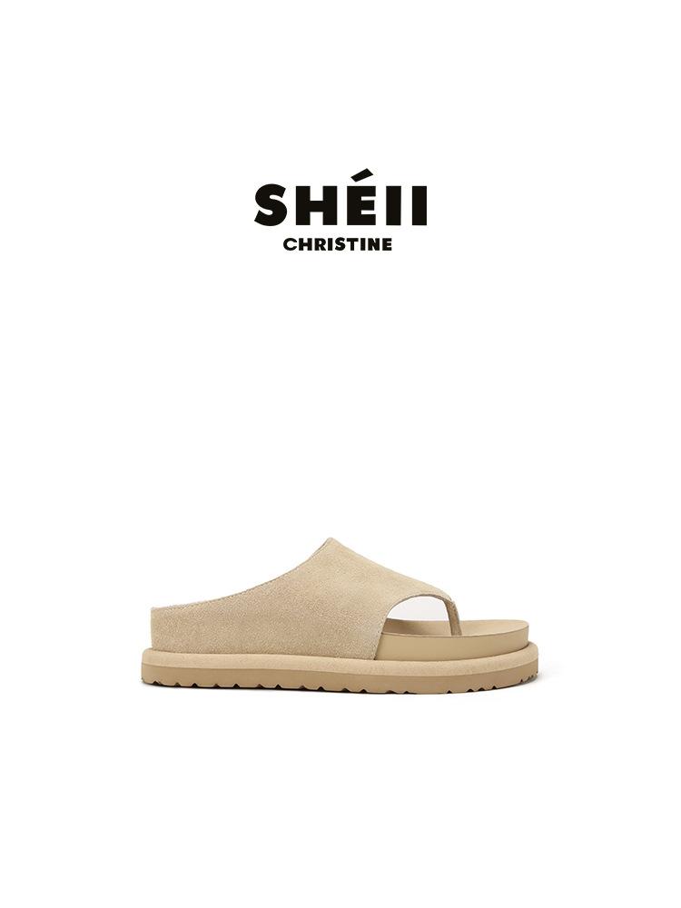 

Sheepskin version Su Yinyin, the same wide meat foot savior~ 4.5cm height increase thick-soled flip-flops women s sandals wear summer 34