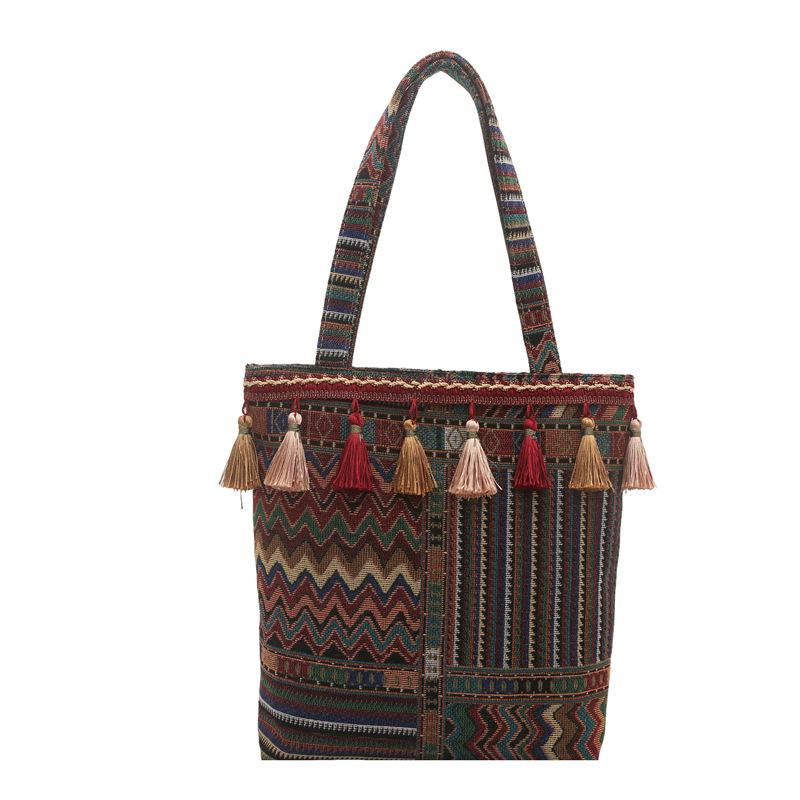 Tassel bag summer ethnic style messenger bag new shoulder bag large capacity series travel women's bag yellow