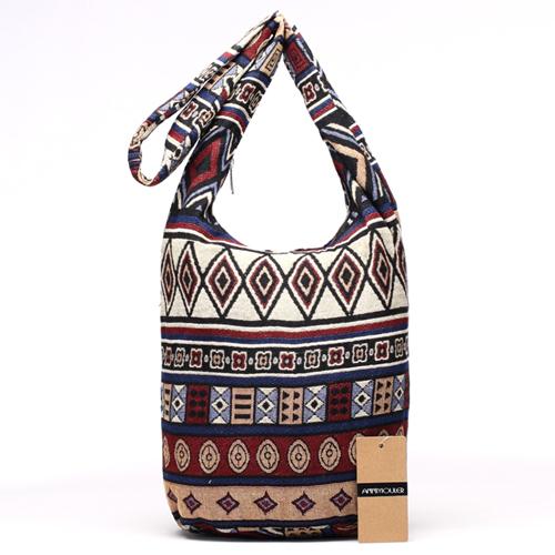 Annmouler New Women Shoulder Bag Woven Fabric Messenger Bag Aztec Hippie Bag Capacity Crossbody Bag Female Bohemian Hobo
