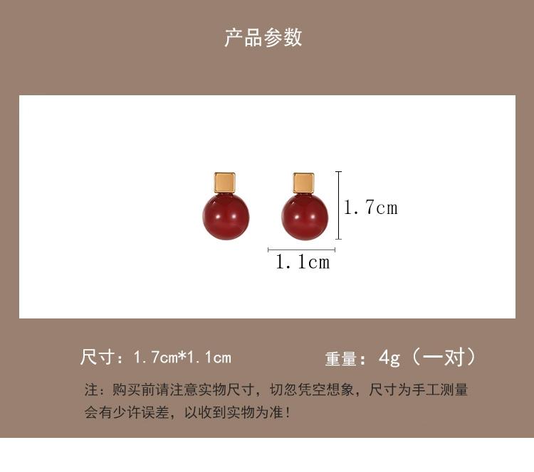 Wine red earrings, women's light luxury high-end earrings, 2026 new popular autumn and winter niche Chinese New Year earrings trend