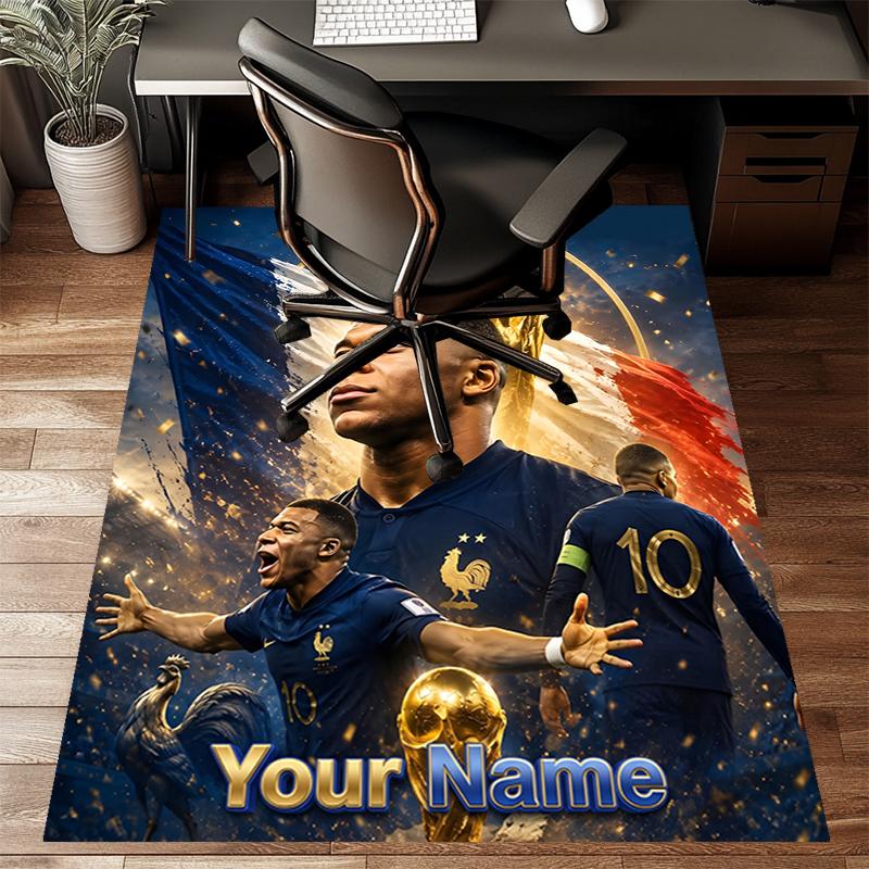 M-Mbappe Design Area Rug Personalized Name- Non-Slip, Soft & Cozy Floor Mat for Living Room, Office - Indoor/Outdoor Carpet