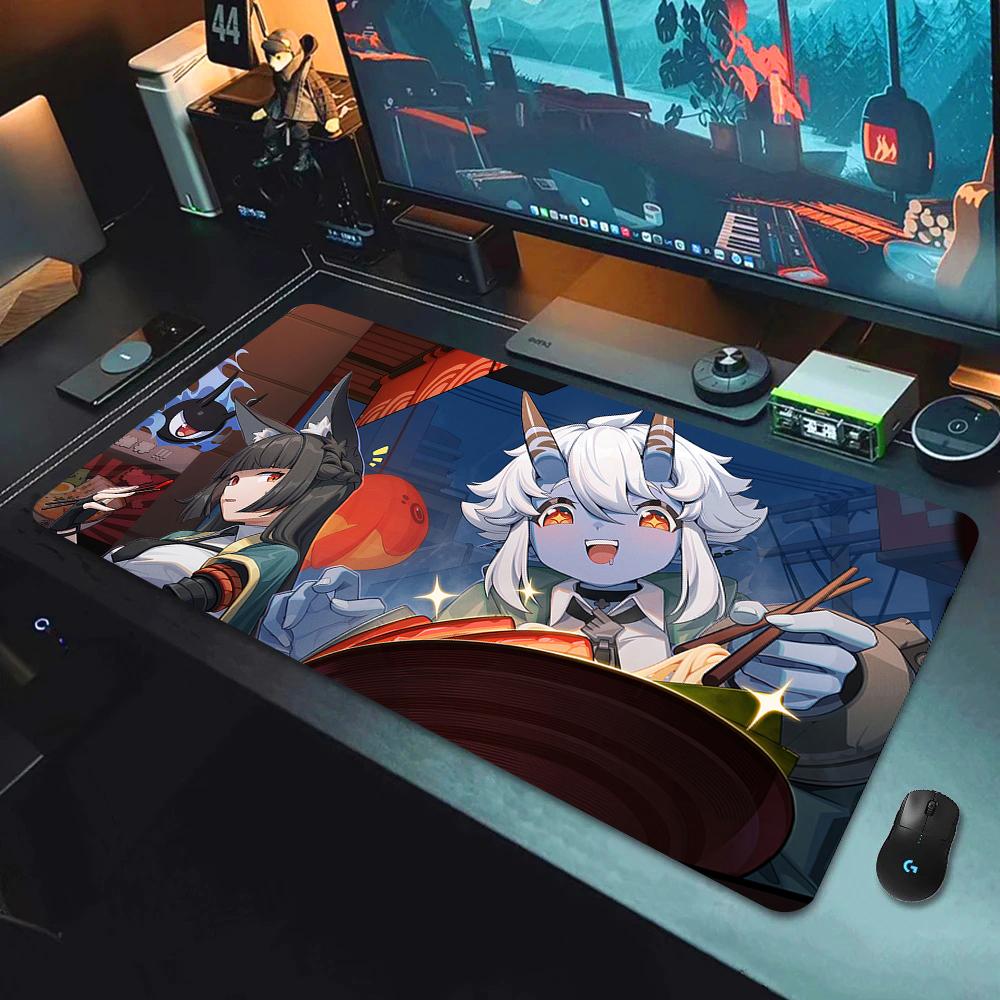 Gaming Mouse Pad with Antislip Base and Stitched Edges Anime Girl with Shark Print Desk Mat for PC Laptop Gaming