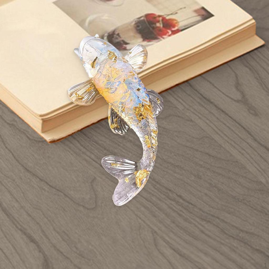 Figurine, Charm, Cute Collectible, Unique Sculpture, Small Fish Statue for Shelf And Office