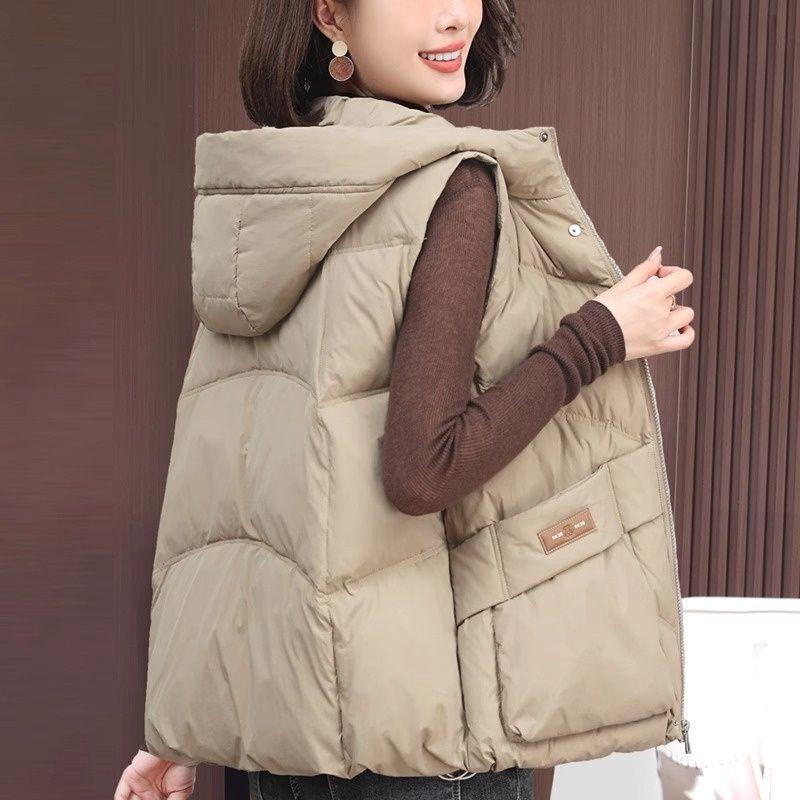 Women's Winter Hooded Down Vest - 2025 Lightweight, Thickened Fashion Trend for Moms