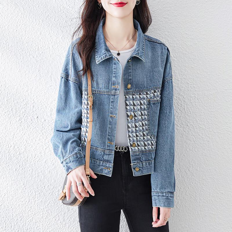 Women's Loose Fit Patchwork Denim Jacket
