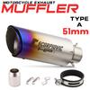 Universal 51mm Escape Moto Tube Motorcycle Exhaust Muffler ForZ400 CBR650 R7 MT09 S1000RR ADV350 R3 MT03 C13