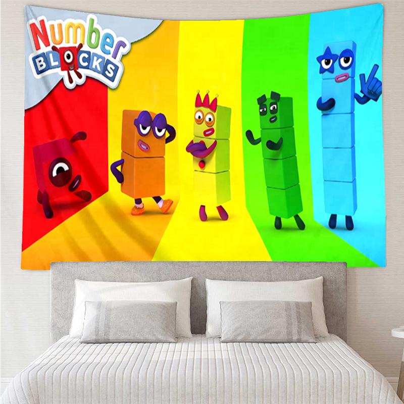 Numberblocks Druck Wandteppich, Hintergrund, Einfache Montage, Ideal für Schlafzimmer, Büro & Wohnzimmer, mit Ästhetischer Wanddekoration zum Aufhängen.