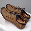 Fashion 2025 Summer Mens Handstitched Soft Leather Hollow-Out Sandals Breathable Casual Shoes Lightweight Soft Sole Comfortable Footwear