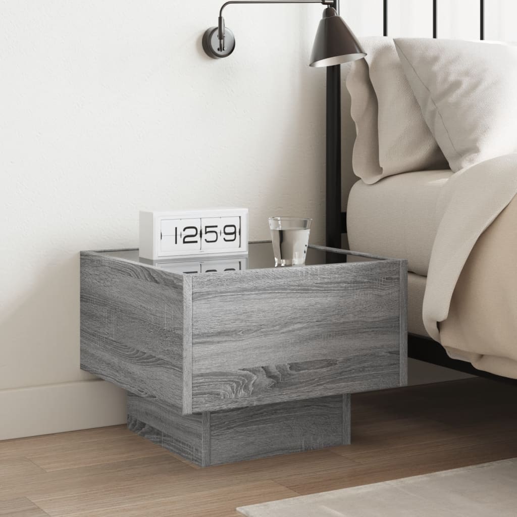 Nightstand with Infinity LED Grey Sonoma 40x40x30 cm