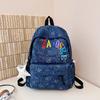 Schoolbag new American retro backpack female embroidery letter simple travel backpack male junior high school high school student schoolbag female