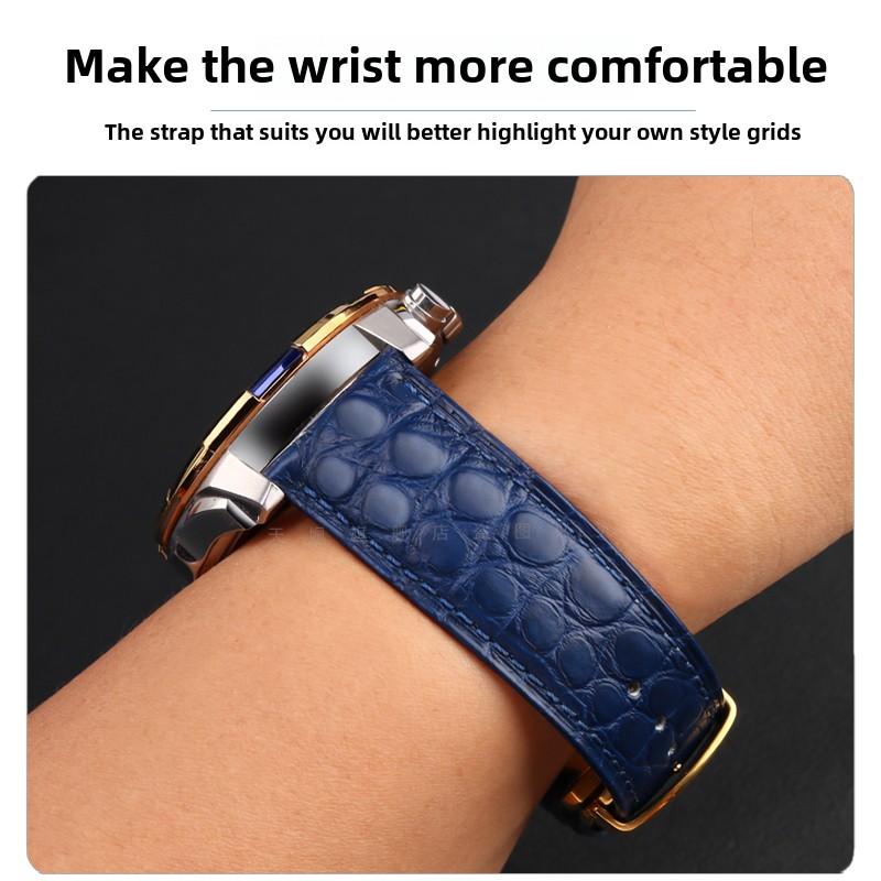 Krokodilleder Uhrenarmband 16mm 18mm 19mm 20mm 21mm 22mm Blau Braun Schwarz Echtes Leder Armband Edelstahl Schließe Armbänder