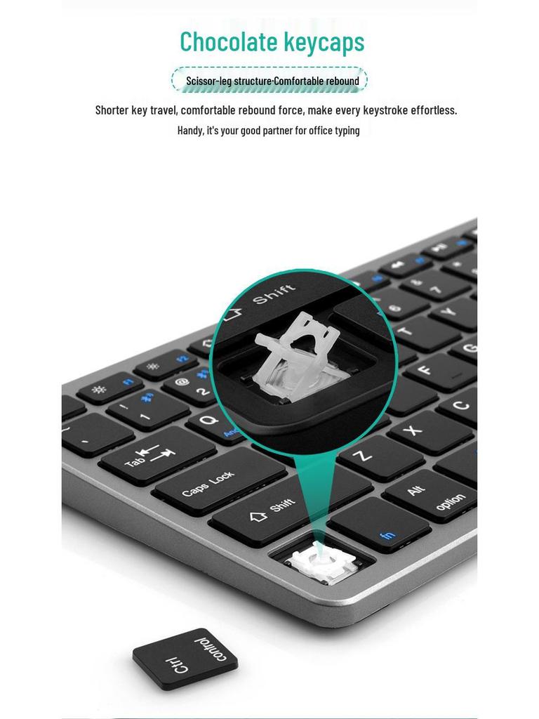 Portable Silent Bluetooth Wireless Keyboard and Mouse Set for Tablets
