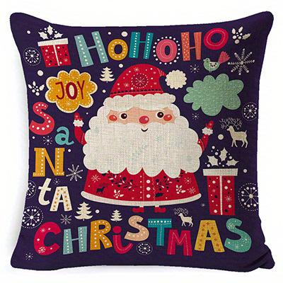 Short Plush Material Pillowcasehome Decor Merry Christmas & Happy New Year Pillow Covers Pattern Cushion Cover Suitable For Sofa