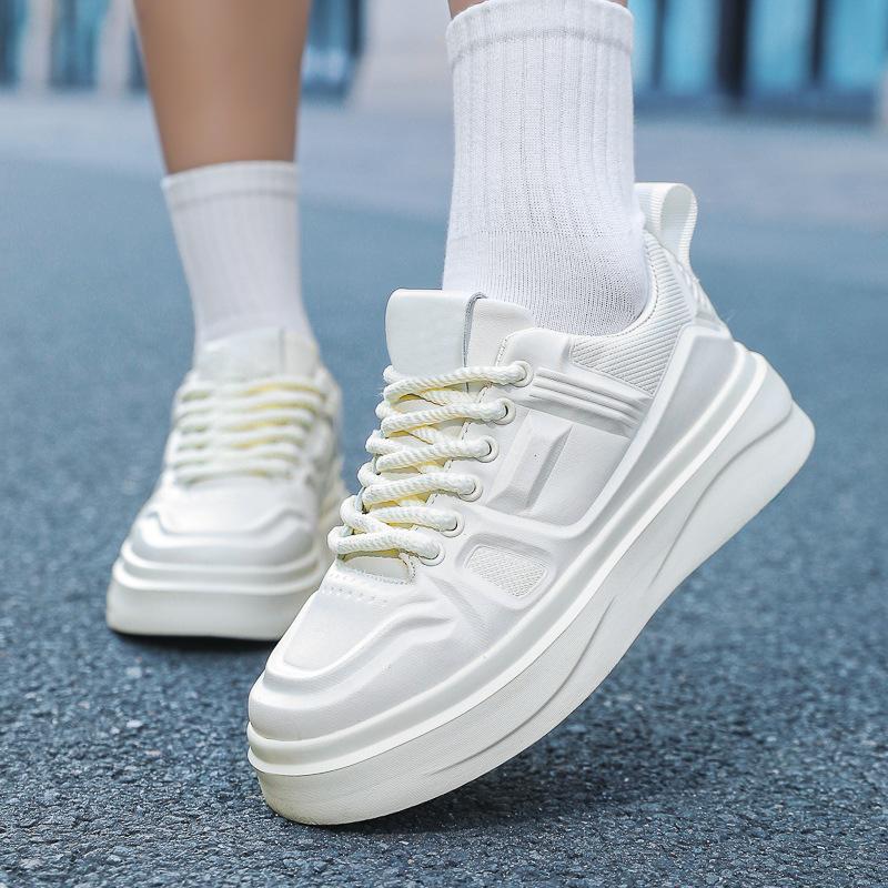 

Men s and women s fashion trend white shoes leather board shoes men s bread shoes versatile casual shoes men s height-increasing casual shoes 44 білий