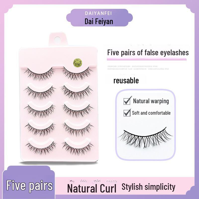 Cartoon Barbie Beginner False Eyelashes - Natural Thick 5 Pairs