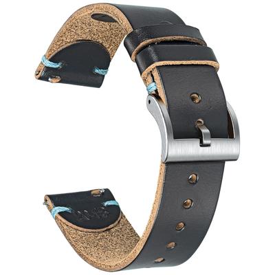 [hemsut H] Chromexcel Leather Watch Band 22mm Soft Vintage Leather Watch Strap Handmade Watch Strap with Quick Release Tool Stainless Silver Watch Buc