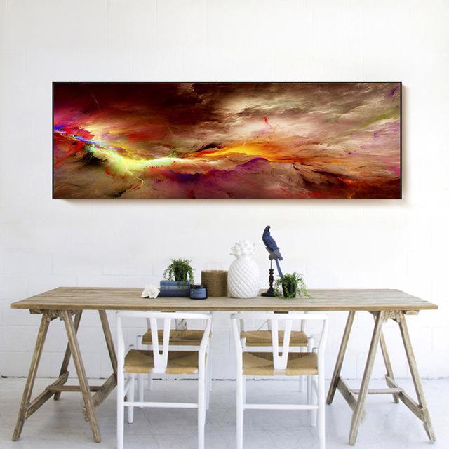 

Абстрактная картина на холсте, красочные фиолетовые, синие облачные постеры и принты, скандинавские настенные художественные картины для спальни, домашний декор, без рамки, без рамки 20*40cm