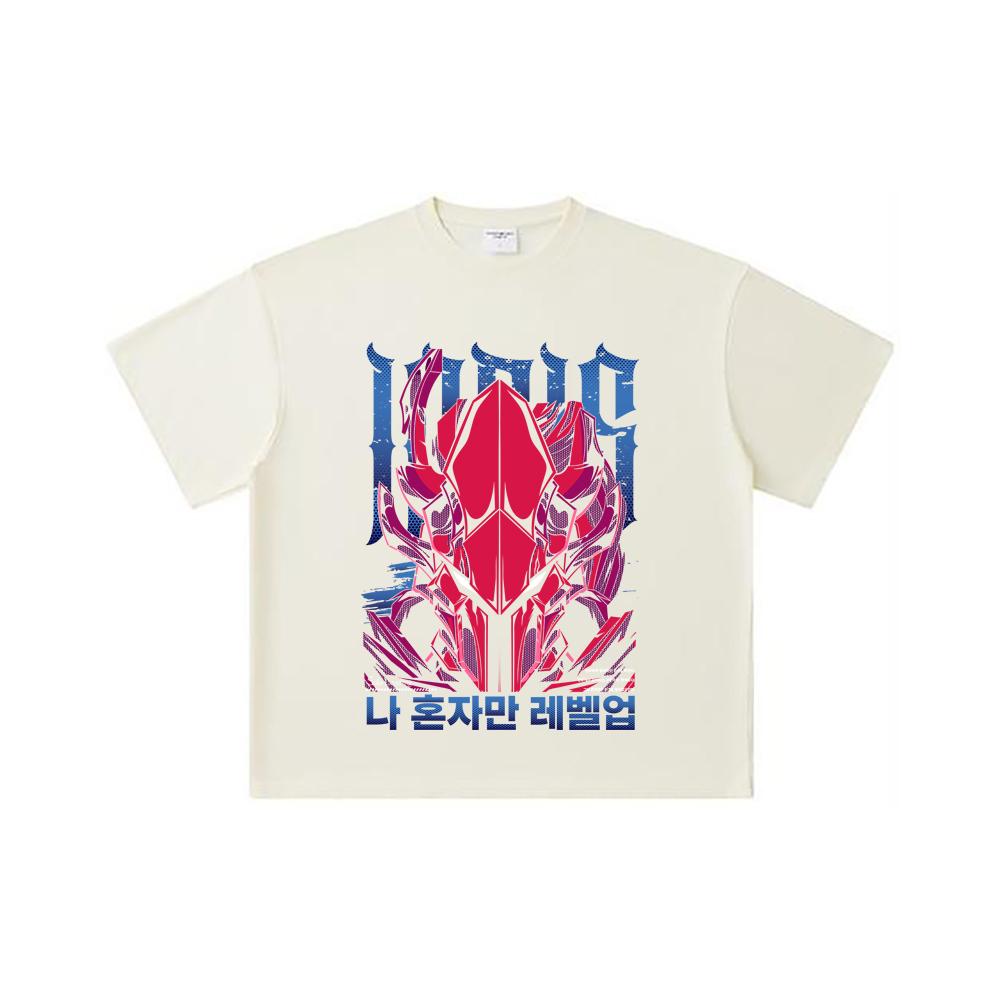 260 GSM Double Yarn 32 Count 100% Cotton Solo Leveling V13 Igris Print Unisex Heavy Cotton T Shirt S