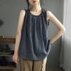 Cotton Linen Vest Women Summer Vintage Loose Casual Sleeveless Tops