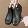 Stivali invernali in pelle con zeppa, da donna, antiscivolo, caldi, in pelliccia, scarpe casual da donna